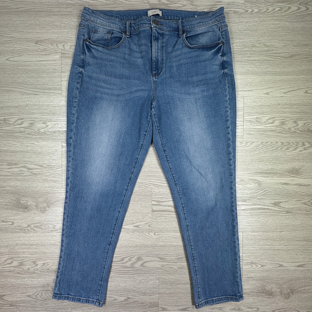 LOFT Women's Skinny Crop Jeans Medium Wash Blue Size 14 Stretch Denim